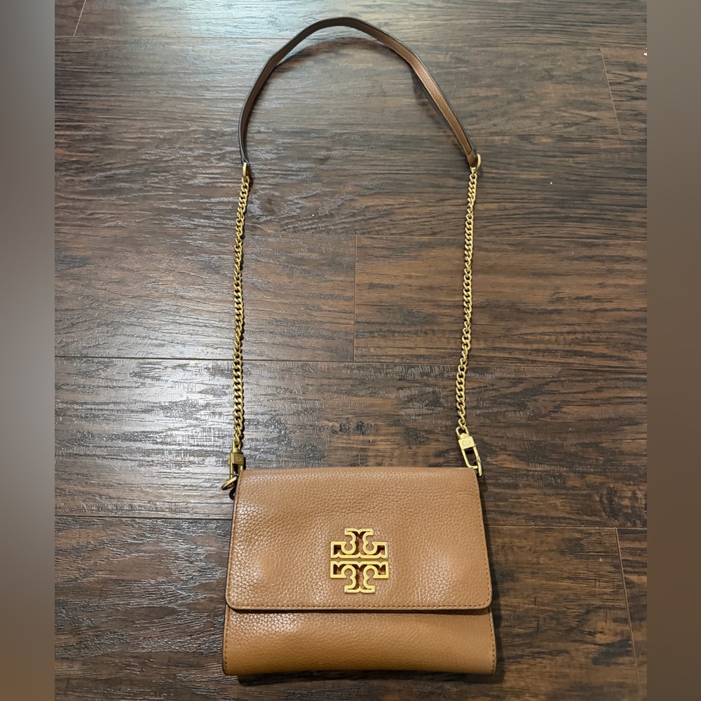 Tory Burch Brown Crossbody Bag with Gold Chain
